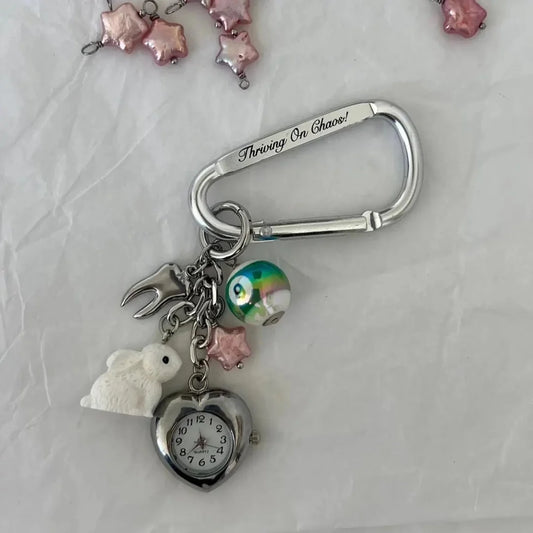 Creative Design Retro Pocket Watch Guitar Pick Personalized Pendant Mechanical Elements Creative Couple Gift Keychain Bag Parts
