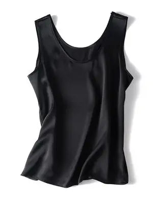 SuyaDream. Débardeur basique confortable pour femmes, 100% soie véritable, t-shirt Chic sans manches à col rond, gilets d'été solides 2025, blanc, rose, Beige