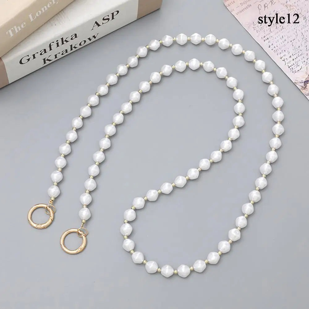 120cm Bag Chain for Handbag Handles Butterfly Beaded Phone Lanyard  DIY Purse Replacement for Shoulder Bag Straps Pearl Belt