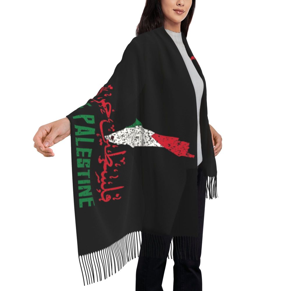 Palestines Flag Tassel Scarf Women Soft Palestinians Patriotic Shawl Wrap Ladies Winter Fall Scarves