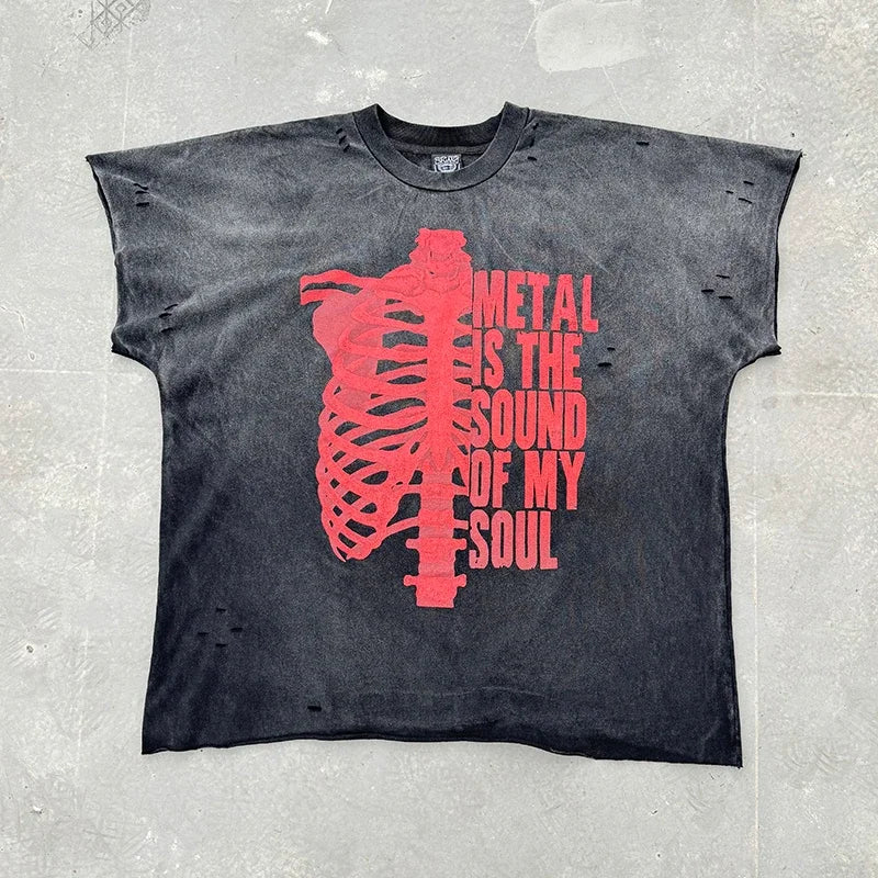 Graphics Print Vintage Washed Black Dirty Sleeveless T-Shirt Men Women Hip Hop Oversized Box Tee Best Quality Cotton T Shirt