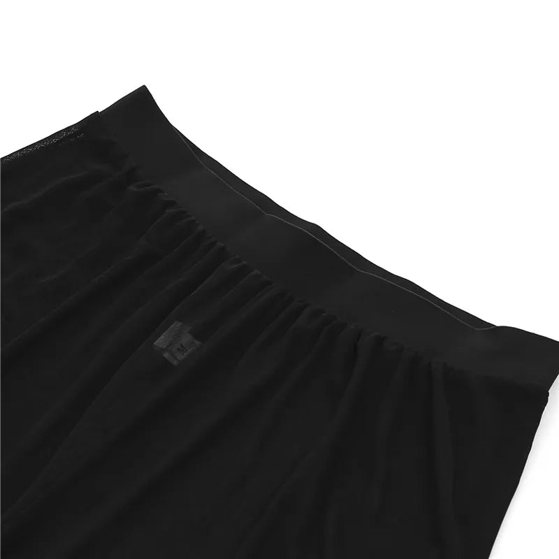 Women See Throug Mesh Cover up Pants Swimsuit Bikini Bottom Cover up Elastic Waist Loose Wide Leg Long Palazzo Pants Trousers