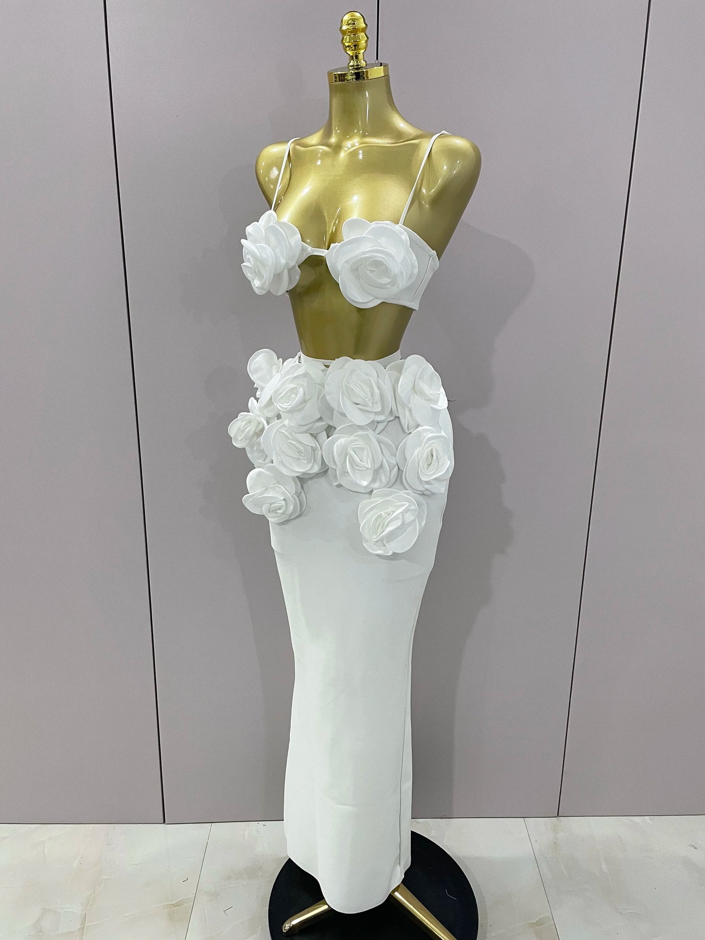 Sexy Camisole Floral Bandage Long Skirts 2-Piece Set 2025 Women Celebrity Elegant Party Cocktail Prom Gown Nightclub Outfit