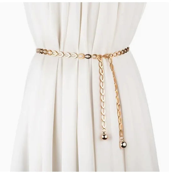 Metal hook adjustment waist chain women's fashion versatile decorative dress personalized chain Korean version waist thin belt