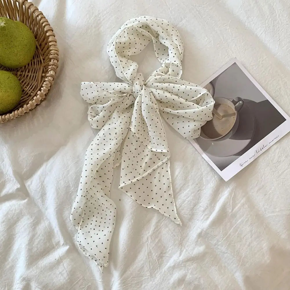 Elegant Ribbon Polka Dot Scarf Printed Multifunction Scarf Headband Thin Head Scarf Long Scarves Party