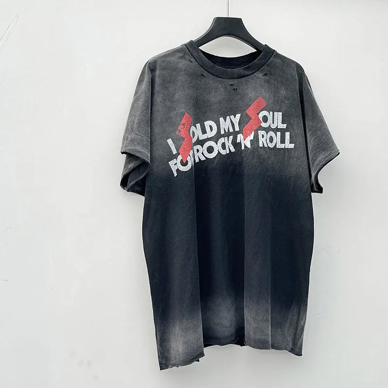 Graphics Print Vintage Washed Black Dirty Sleeveless T-Shirt Men Women Hip Hop Oversized Box Tee Best Quality Cotton T Shirt