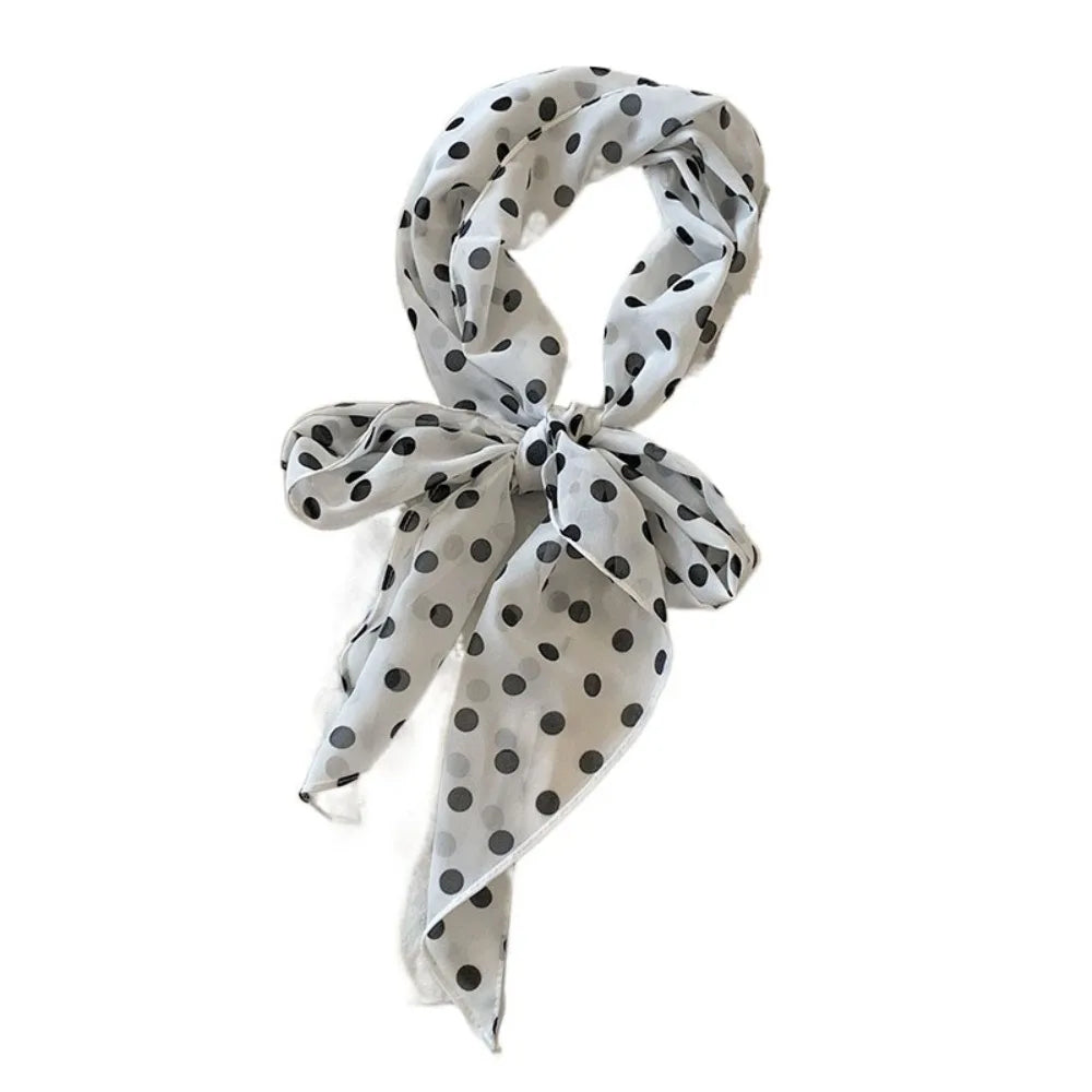 Elegant Ribbon Polka Dot Scarf Printed Multifunction Scarf Headband Thin Head Scarf Long Scarves Party