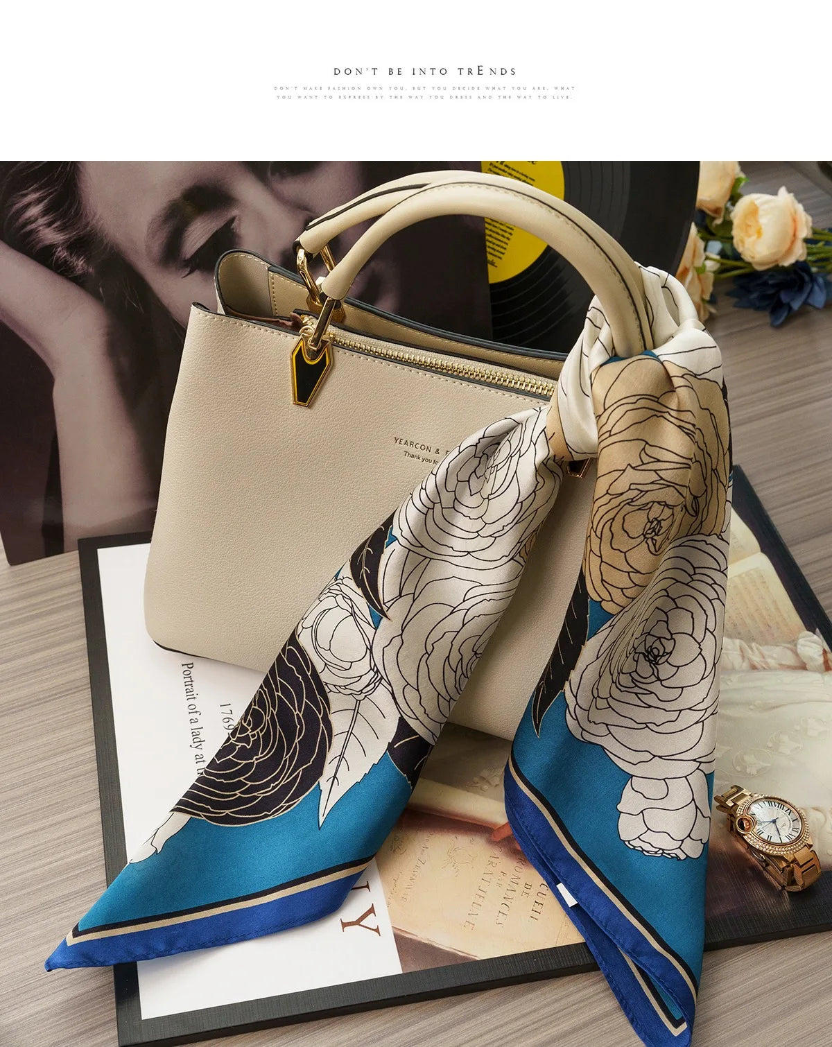 Women Silk Scarf Fashion Hair Scarf Silk Satin Neckerchief Female Hair Ties Headband Hair Ornament Female Bandana Bag Scarves