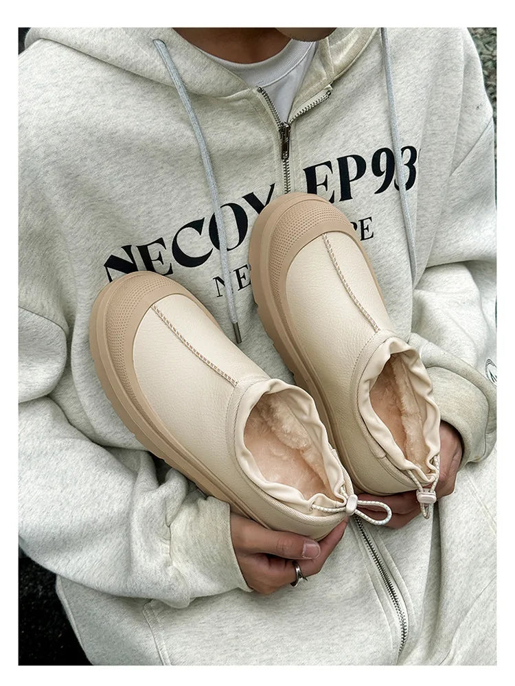 2024 Winter Same Matte Fur Integrated Velvet Thick-soled Men's and Women's Couple Contrasting Cotton Snow Boots