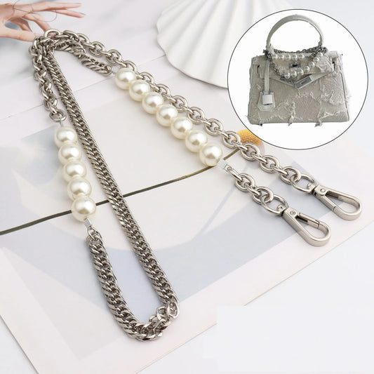 316L Stainless Steel Solid Metal and Pearl Bag Chain Bandage Kpop Strap Luxury Accessories Handles IP Gold Plated Gift DIY