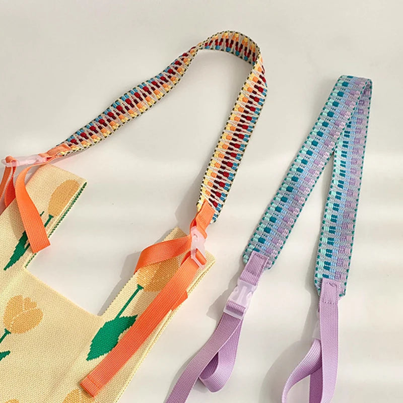 Embroidery Nylon Adjustable Shoulder Bag Strap Pull Button Colorful Sport Style Bag Extension Straps Unisex Bag Accessories