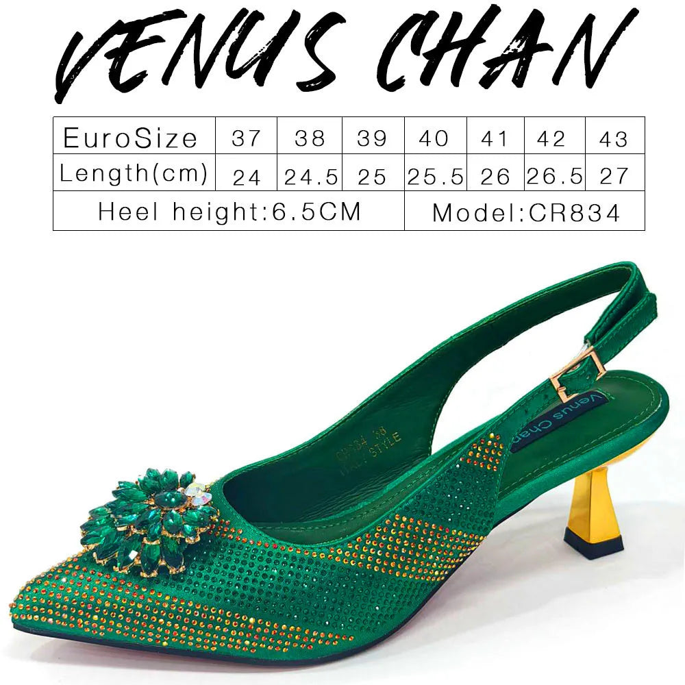 Newest Arrivals Special Design Silver Color African Women Shoes and Bag Set Pointed Toe Pumps for Wedding Party