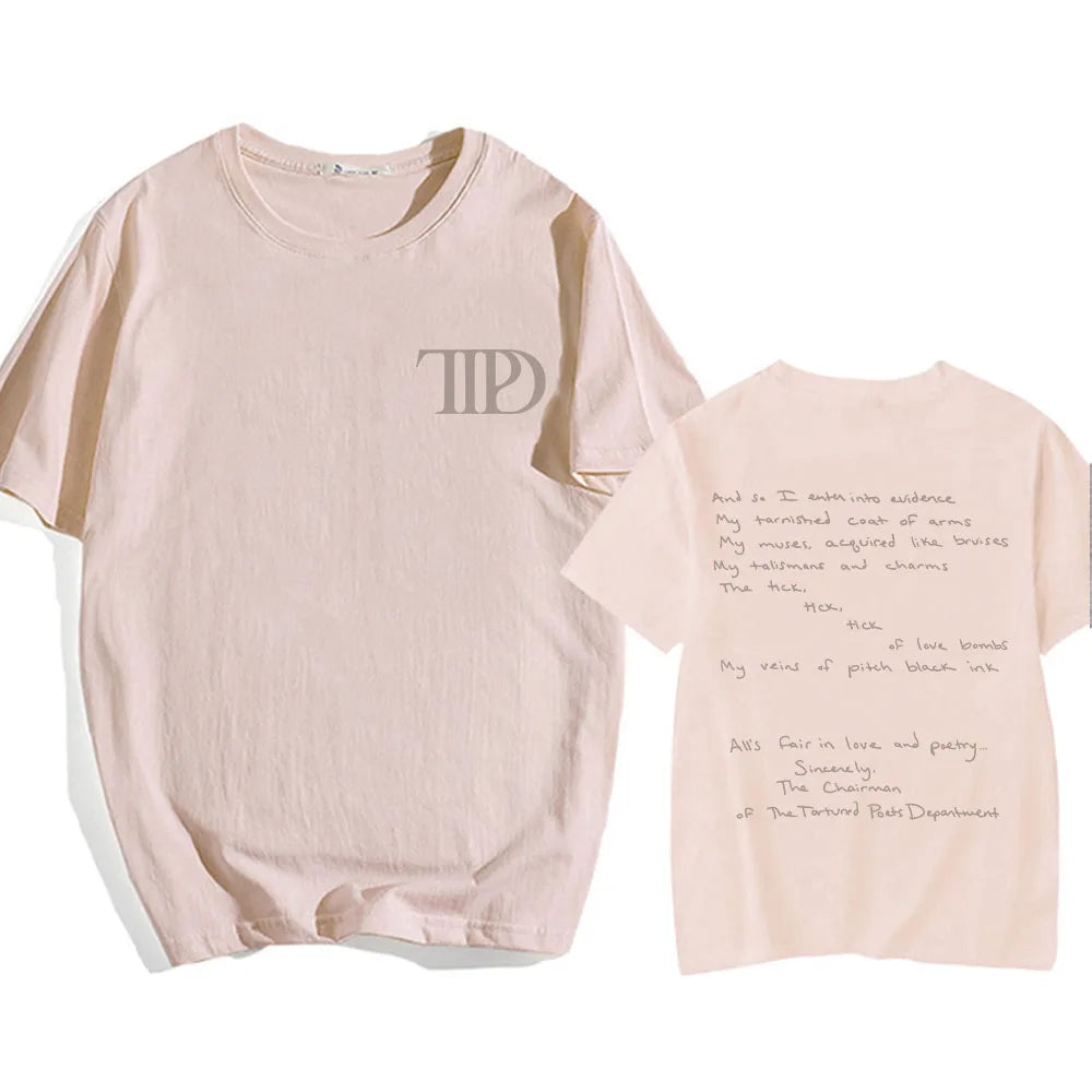 Album The Tortured Poets Department TTPD T-shirts Short Sleeve Cotton Comfortable Tee-shirt Casual Summer Men Women Tshirts Tees
