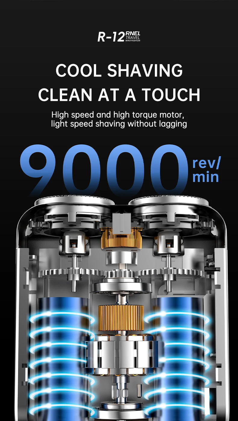 Mini Electric Shaver Dual Head Waterproof Type-C Rechargeable Shaver Travel Rotary Razor Men's Portable Hair Beard Trimmer Tool