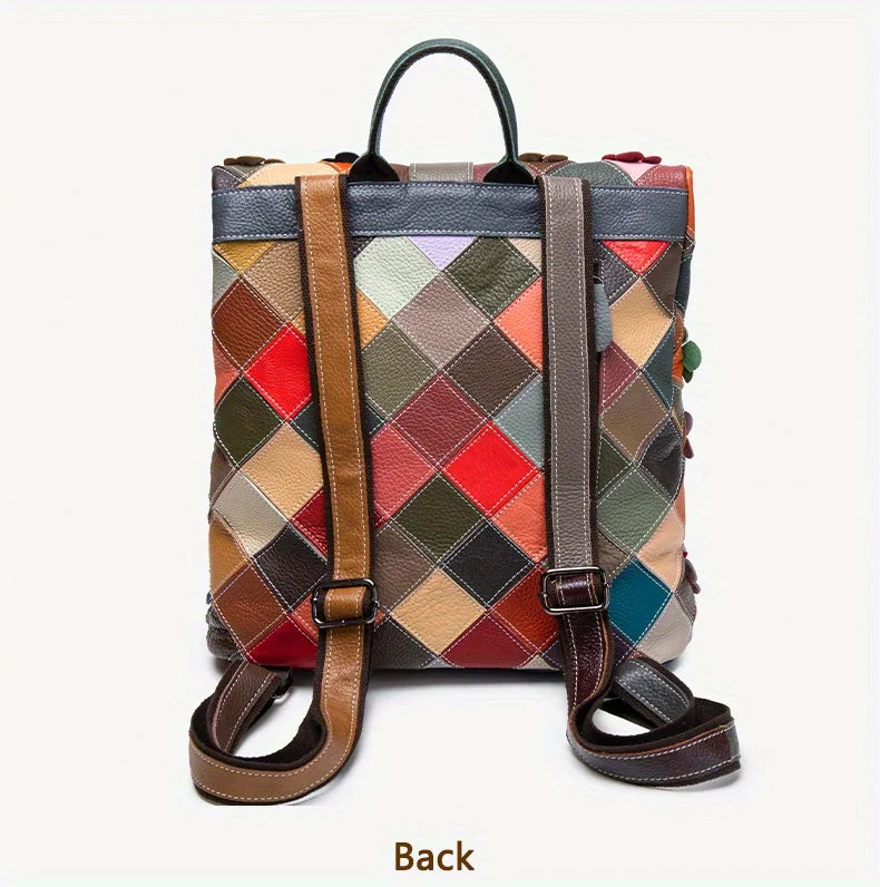 Handmade bag, three-dimensional floral romantic backpack, colorful patchwork retro backpack, luxurious travel experience