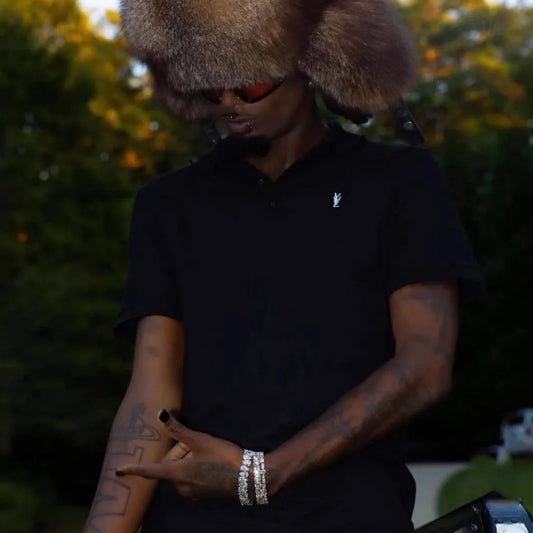 2025 Playboi Carti YVL Slim fit simple solid color lapel short sleeved high-end T-shirt TX1357