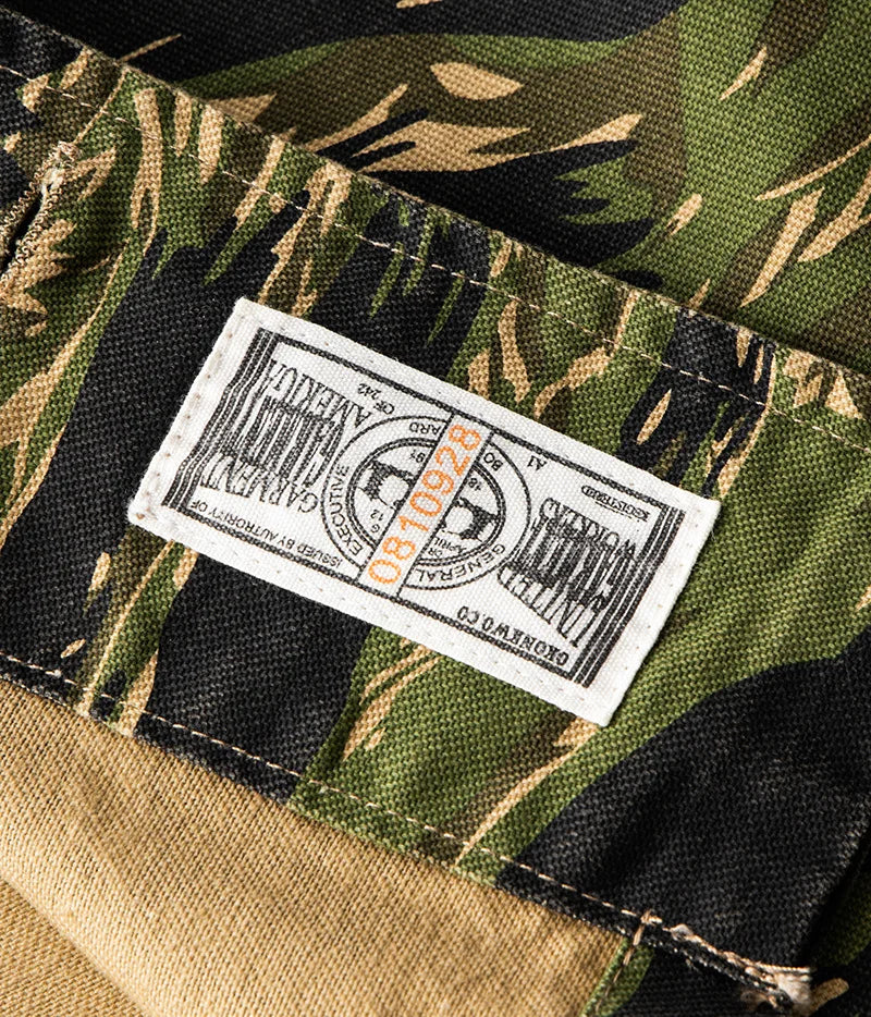 2025 Spring Men's Tiger Stripe Camo Camouflage Cargo Shirt Fashion Work Engineer Long Sleeved Shirt Jacket With Double Pockets