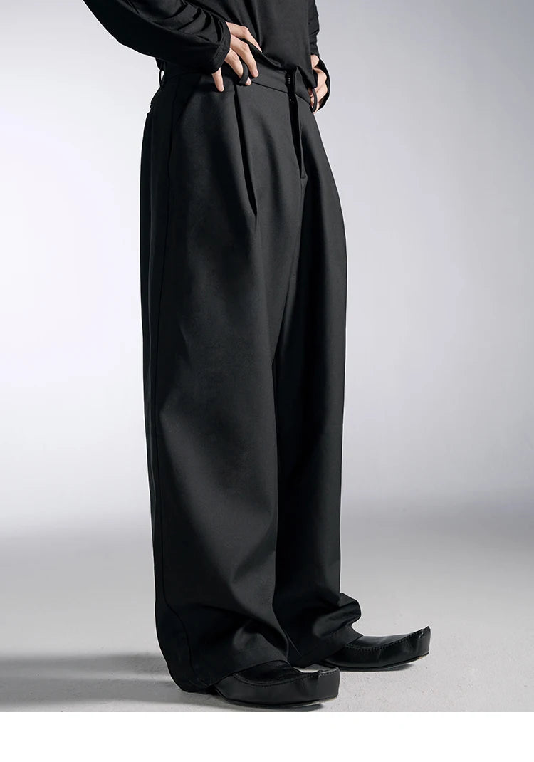 Mauroicardi Spring Autumn Long Baggy Black Wide Leg Pants Men High Waist Loose Casual Luxury Mens Designer Grey Clothes 2025