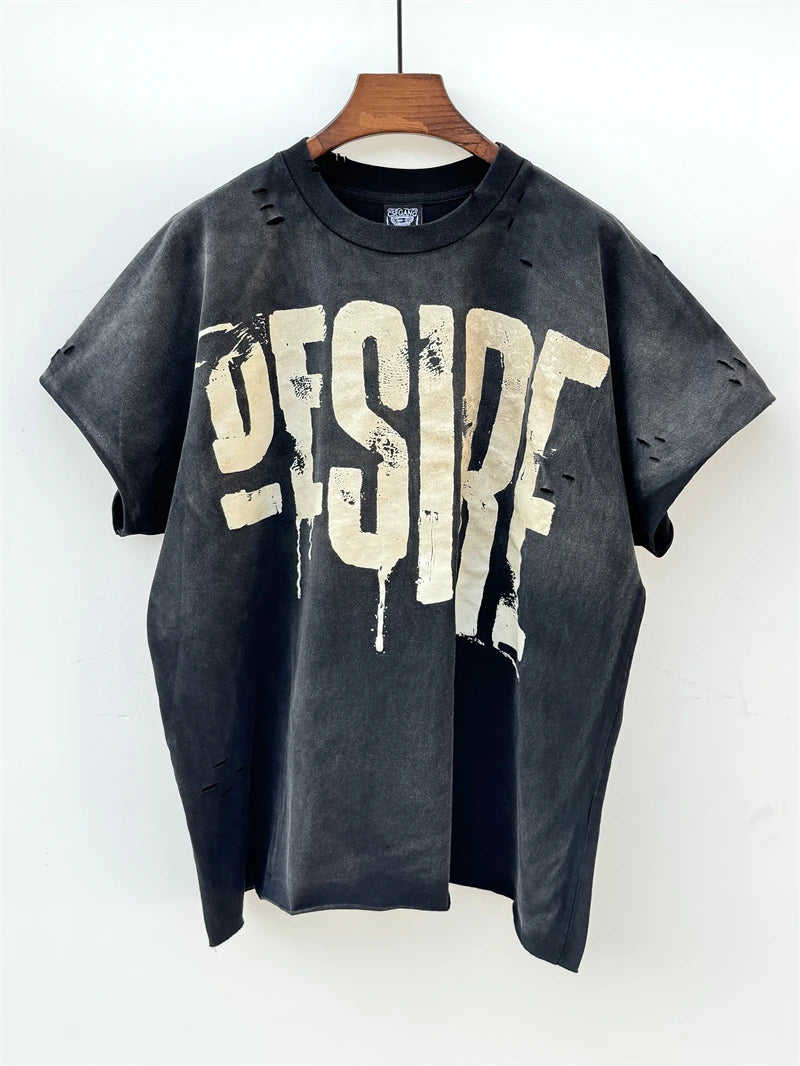 Washed Saint Punk art limited edition BOX TEE Hand Worn Vest T-Shirts Men Women High Quality T Shirt