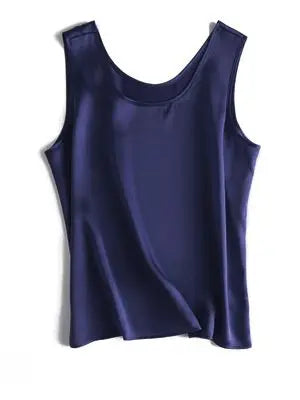 SuyaDream. Débardeur basique confortable pour femmes, 100% soie véritable, t-shirt Chic sans manches à col rond, gilets d'été solides 2025, blanc, rose, Beige