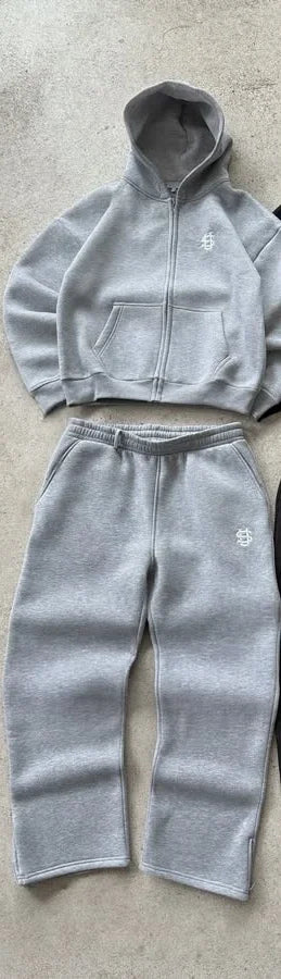2025 American casual zipper hoodie sweatpants two-piece y2k clothing men's hip-hop embroidered oversized sweatpants casual pants
