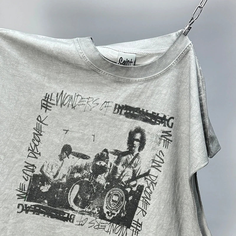 Hip Hop Vintage Washed Black Damaged Hole Tank Men Women Top Quality Cotton Oversized Saint Vest Stitching Sleeveless T Shirt