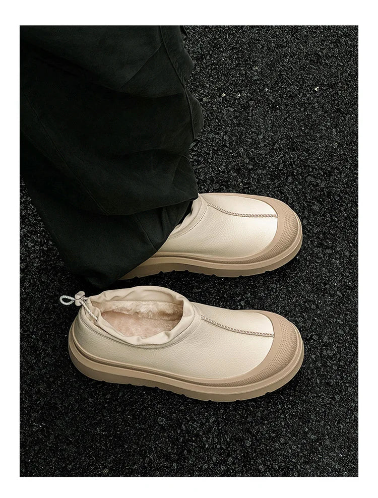 2024 Winter Same Matte Fur Integrated Velvet Thick-soled Men's and Women's Couple Contrasting Cotton Snow Boots