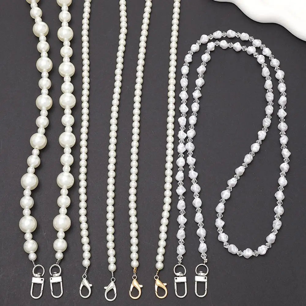 120cm Bag Chain for Handbag Handles Butterfly Beaded Phone Lanyard  DIY Purse Replacement for Shoulder Bag Straps Pearl Belt