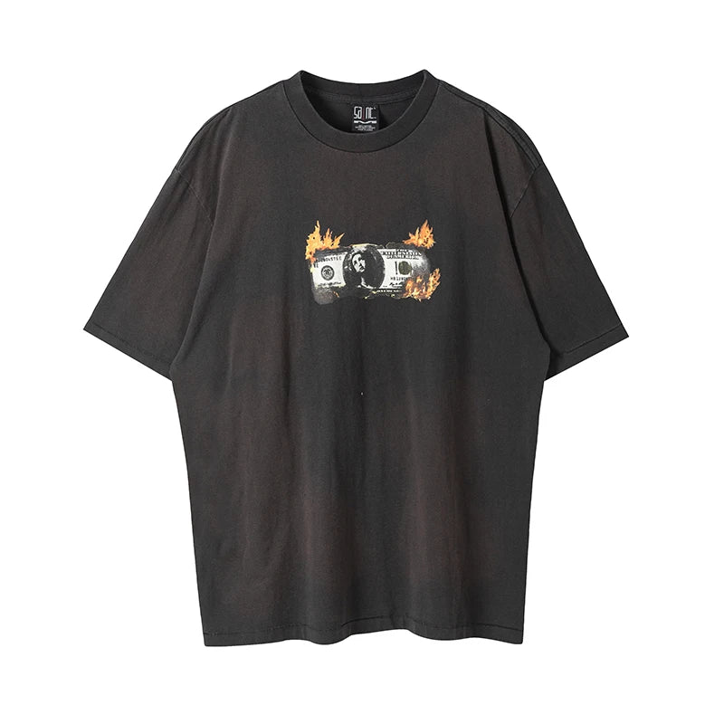 Saint High Quality Casual Loose Smiling Print Men T Shirt
