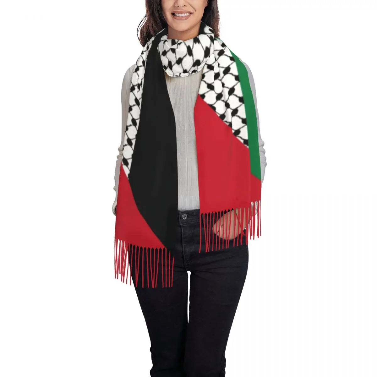 Palestines Flag Tassel Scarf Women Soft Palestinians Patriotic Shawl Wrap Ladies Winter Fall Scarves