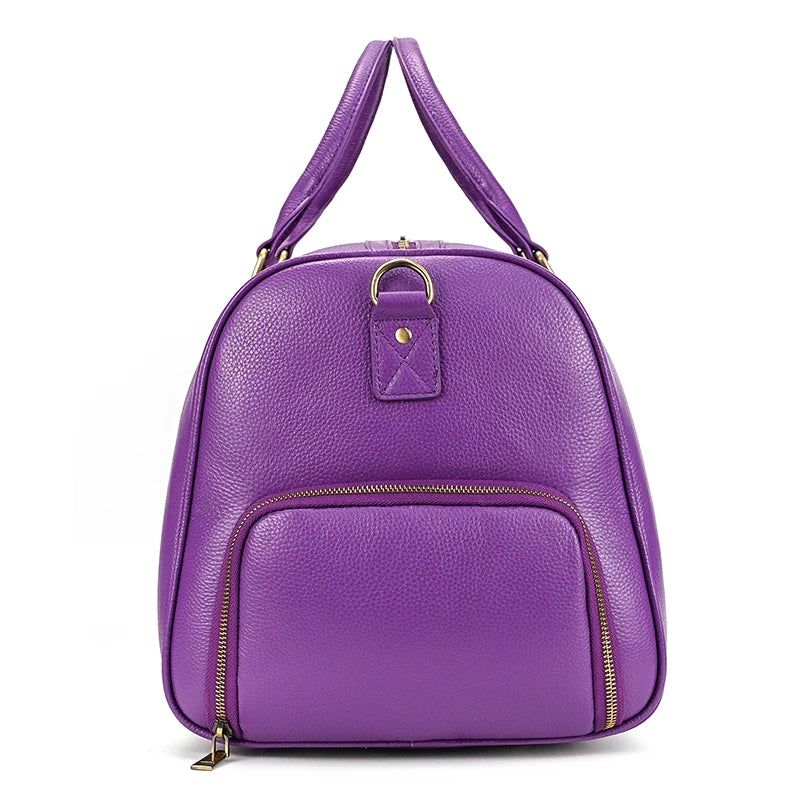 Sac de voyage en cuir véritable de grande capacité pour hommes et femmes, en cuir de vache noir souple, polochon de voyage décontracté, grand sac à bandoulière pour week-end