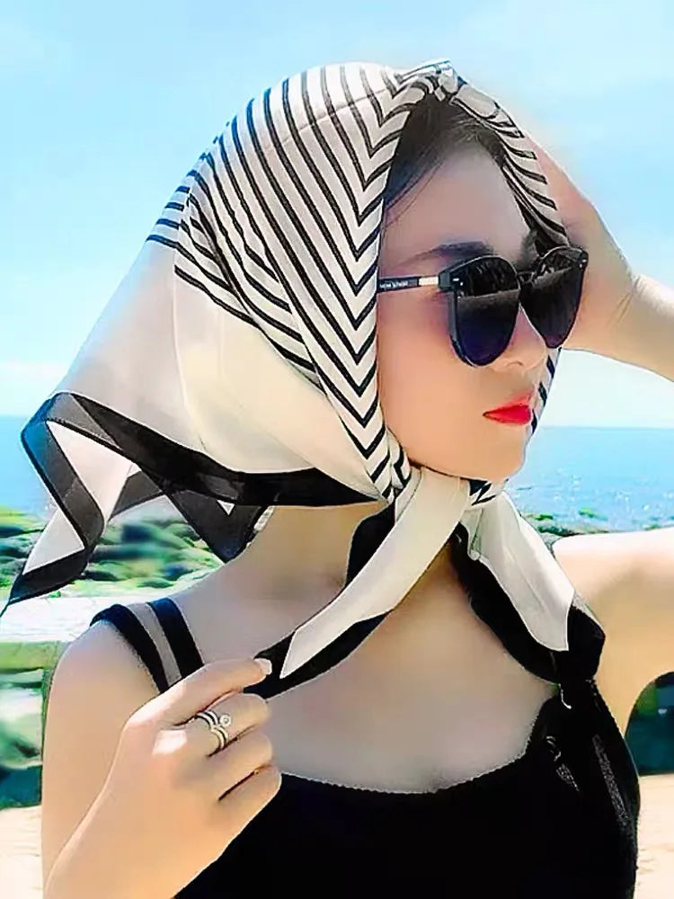 Women Silk Scarf Fashion Hair Scarf Silk Satin Neckerchief Female Hair Ties Headband Hair Ornament Female Bandana Bag Scarves