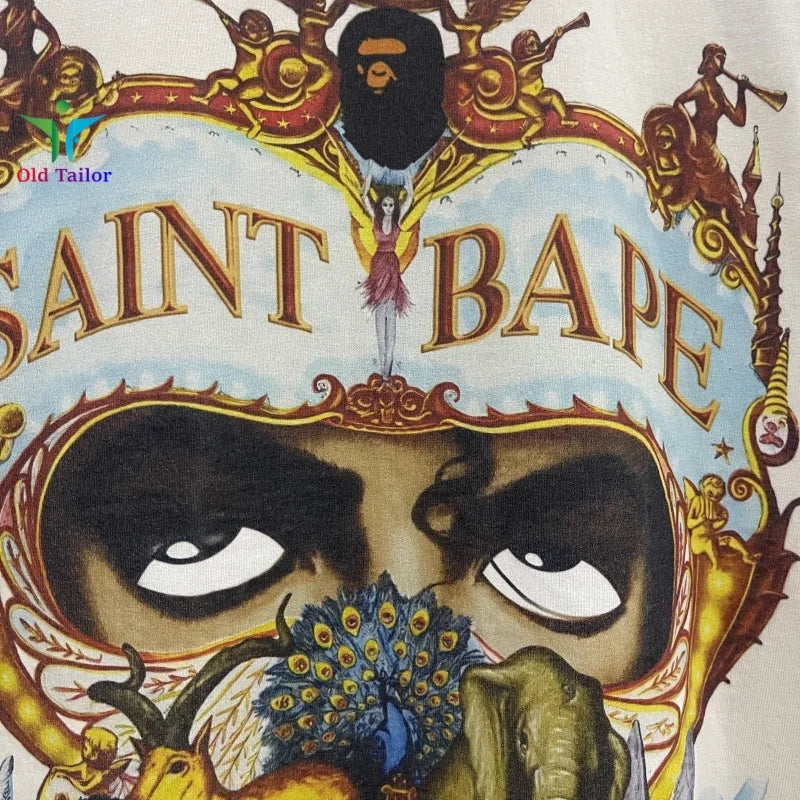 Saint 25SS Dangerous Journey Vintage Print Pattern Fashion T-shirt Short Sleeve  Summer Mens Womens Tops TEE