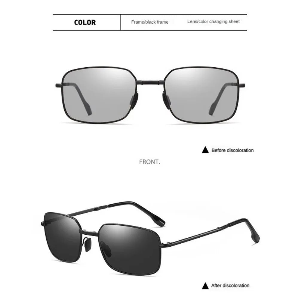 Polarized Folding Photochromics Sunglasses for Men's Driving Night Vision Glasses Day and Night