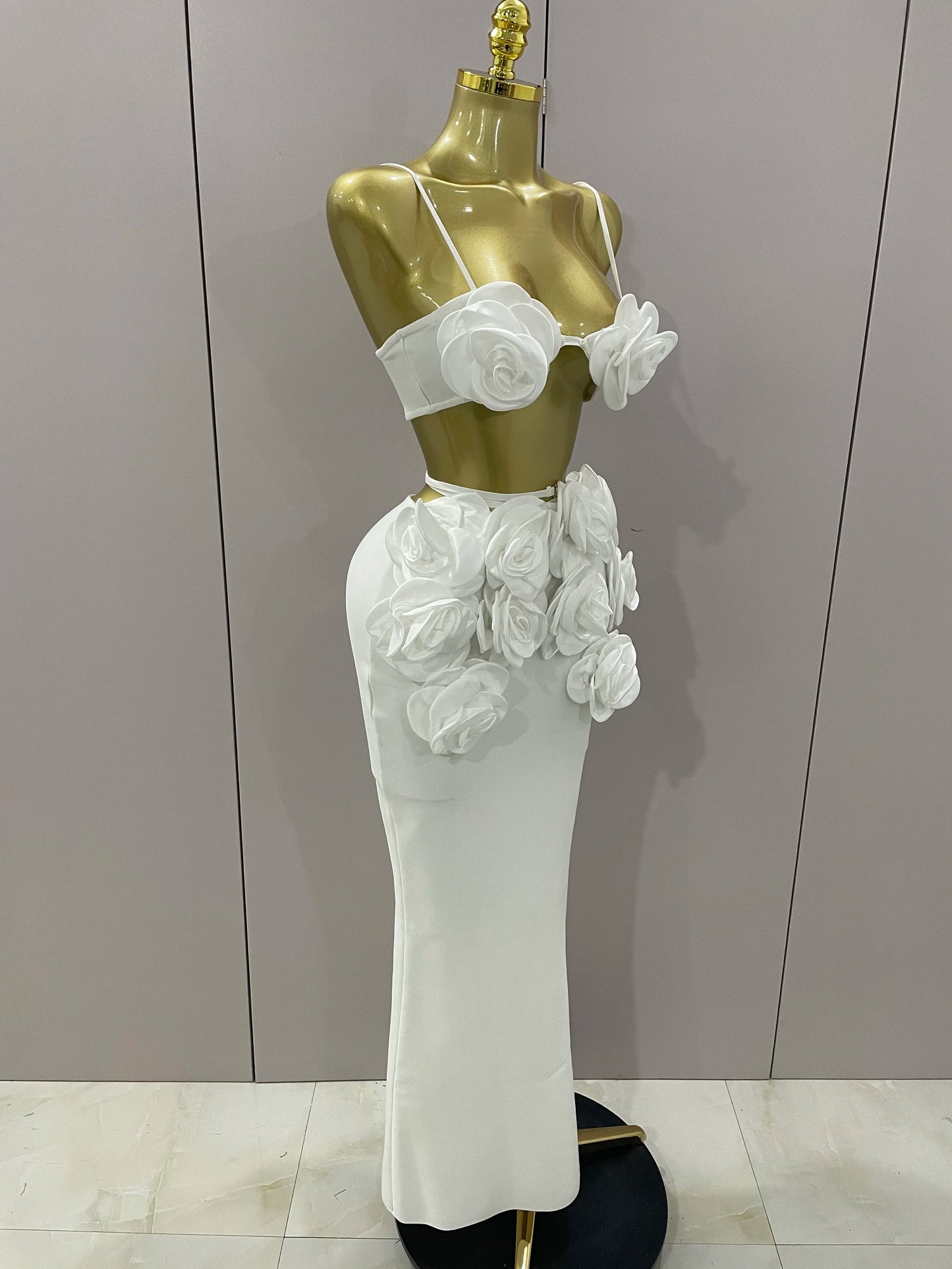 Sexy Camisole Floral Bandage Long Skirts 2-Piece Set 2025 Women Celebrity Elegant Party Cocktail Prom Gown Nightclub Outfit