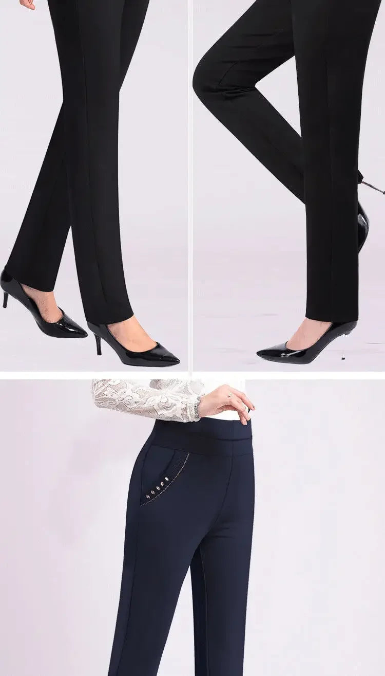Women's Thin Casual Pants Stretch Women's Pants High Waist Straight-leg Women's Pants