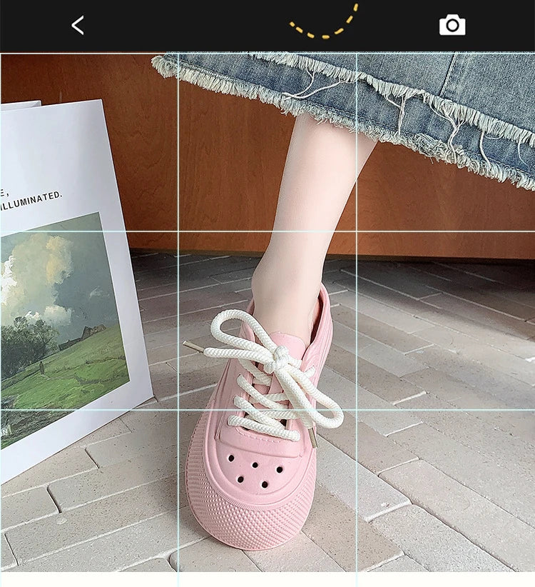 Women Fashion Clogs Lace-up Platform Slippers Summer Shoes Soft EVA Anti-slip Female Beach Street Slides Thick Sole Sandals