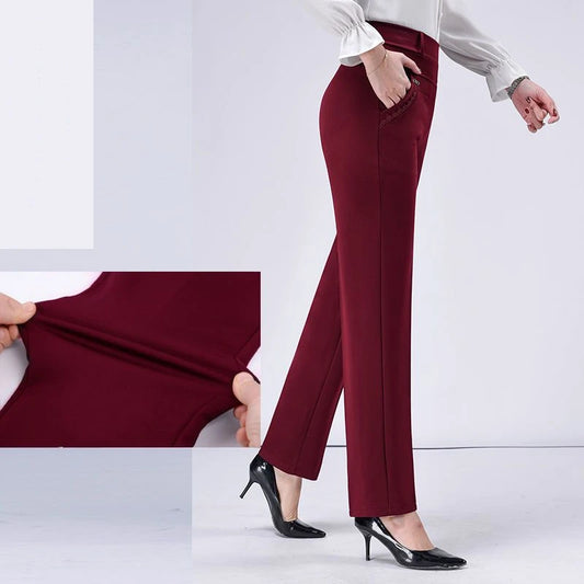 Women's Thin Casual Pants Stretch Women's Pants High Waist Straight-leg Women's Pants