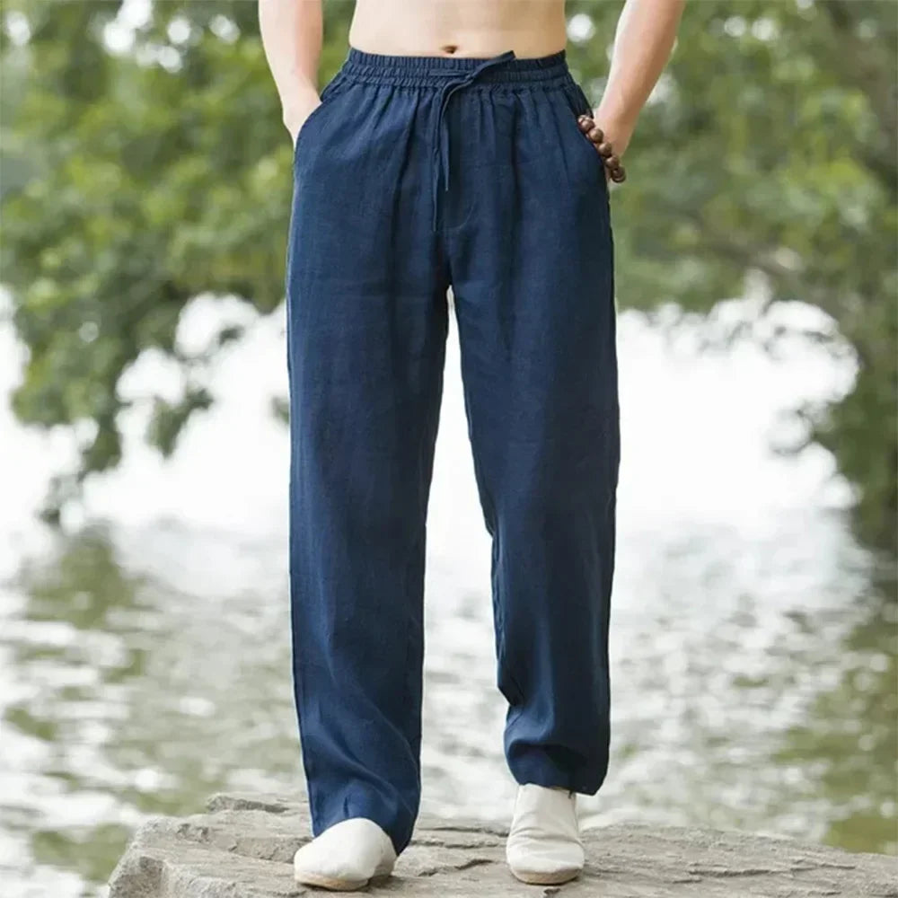 summer spring 2025 New Men's Cotton Linen Pants Male Autumn New Breathable Solid Color Linen Trousers Fitness Streetwear S-5XL