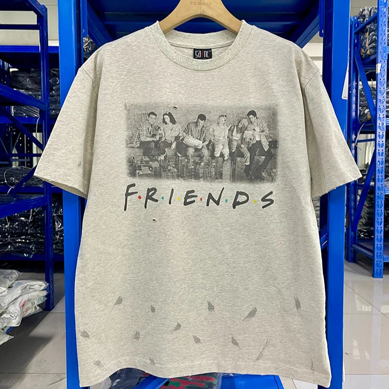 Saint High Quality Casual Loose Smiling Print Men T Shirt