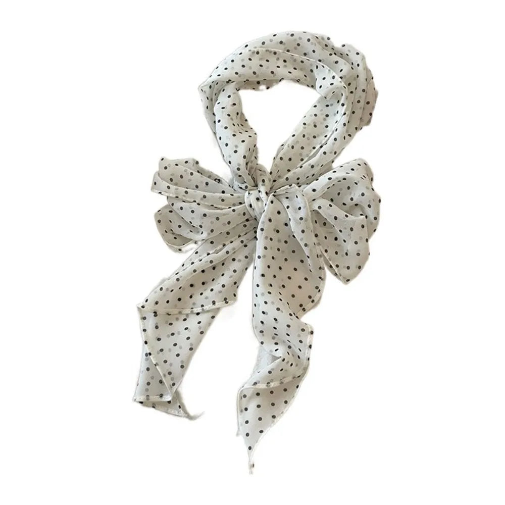 Elegant Ribbon Polka Dot Scarf Printed Multifunction Scarf Headband Thin Head Scarf Long Scarves Party