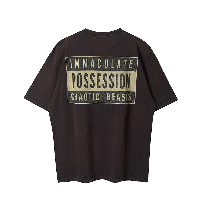 Saint High Quality Casual Loose Smiling Print Men T Shirt