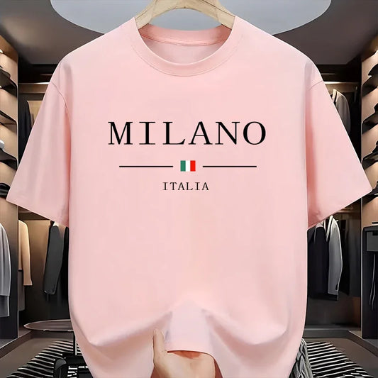 Italy Fashion Mens Cotton T-shirt Spring Summer Daily Casual Fashion O-neck Short Sleeve Top Male Home Outdoor Comfort Soft Tees