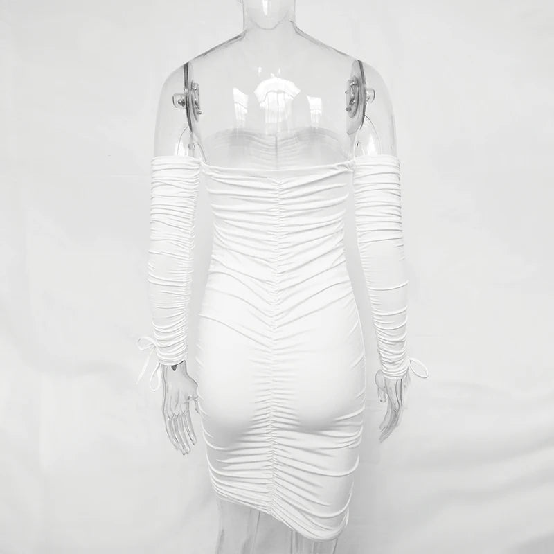 Articat – robe à bandes pour femmes, Sexy, épaules dénudées, manches longues, Slim, élastique, moulante, robes de soirée, automne hiver, 2022