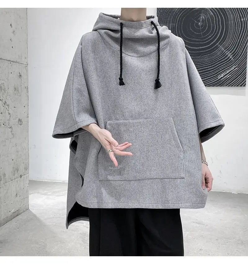 Fashion Irregular Batwing Sleeve Hoodies Sweatshirts Men Clothing 2025 Spring Summer Loose Casual Tops Asymmetrical Sweatshirts