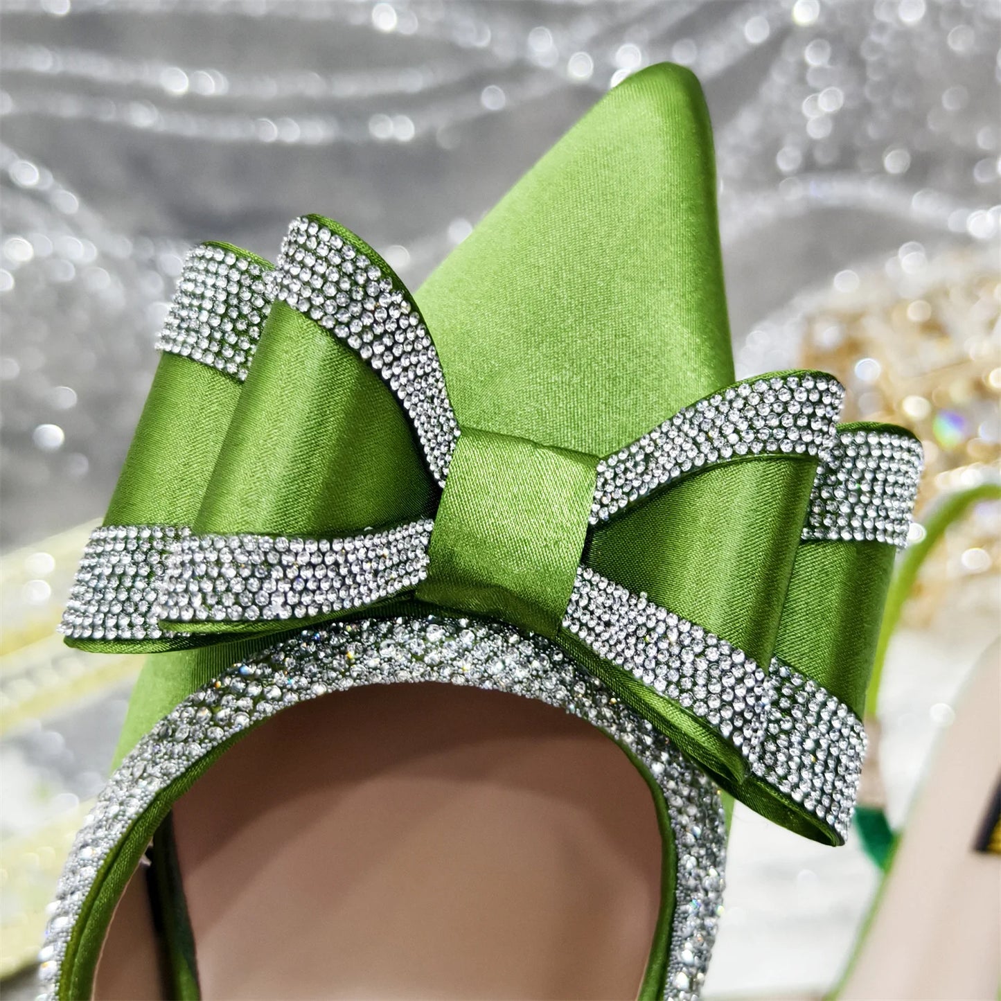 Venus Chan Italy Design 2025 New INS Shoes and Bag to Match Wine Colour Pointed-Toe Rhinestone Bow Party Women's High Heels