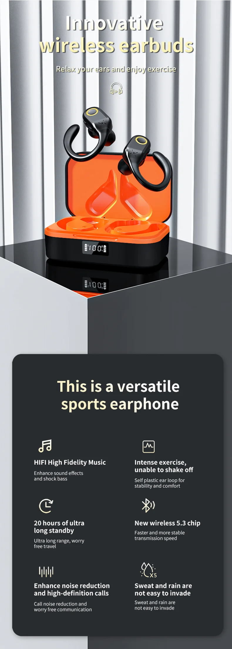 Newest ANC Wireless Earphones Bluetooth 5.3 TWS ANC Noise Cancellation Headphone Dual Mics ENC Headset Over Ear Handfree Earbuds