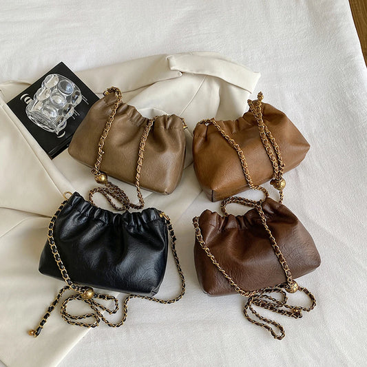 Women Crossbody Tote Bag PU Leather Pleatd Hobo Bag Versatile Messenger Bag Satchel Sling Bag Girl Stylish Purse
