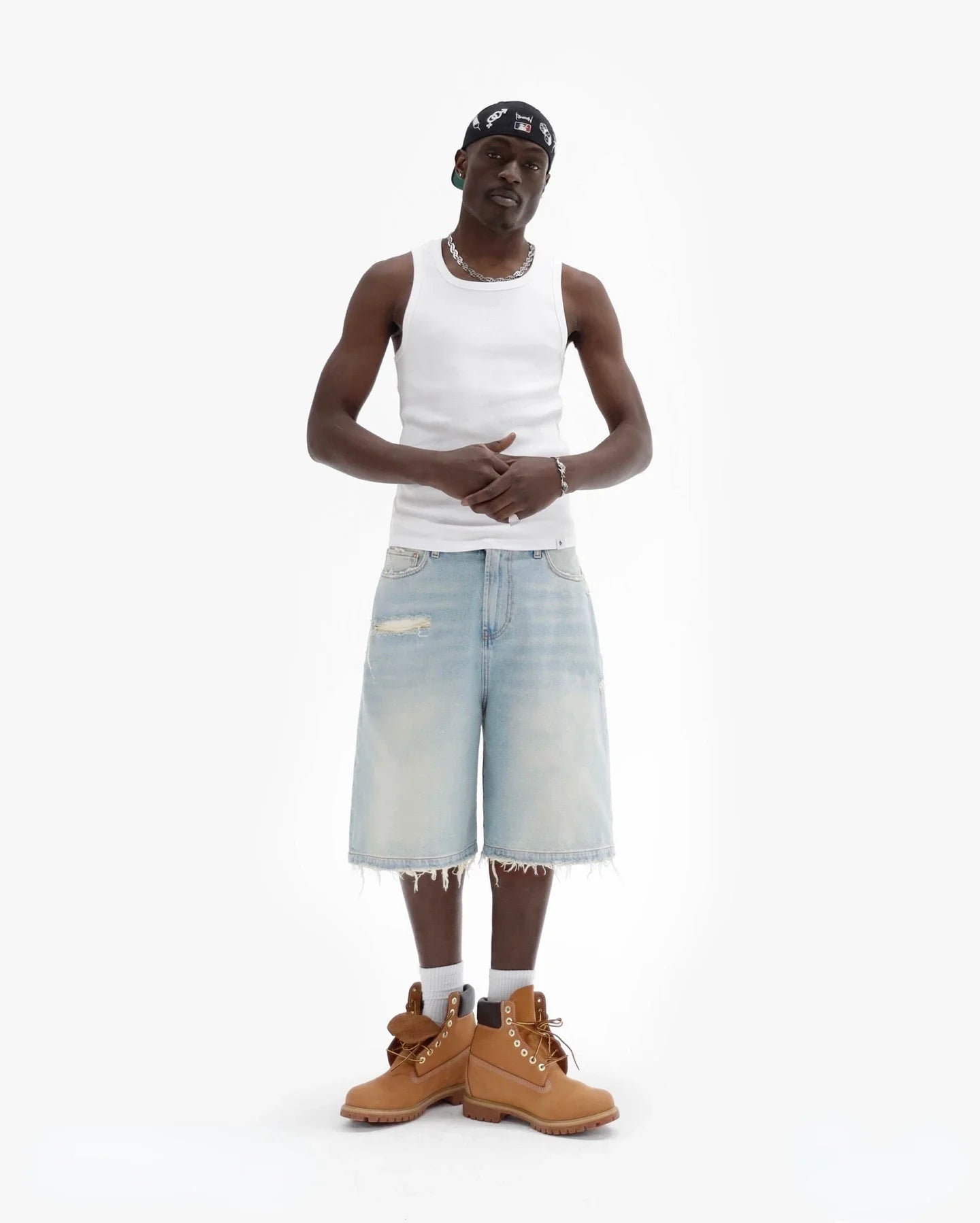 Y2k Black Punk Wash Baggy Work Shorts Men Women Summer Hip Hop Ripped Hole Denim Shorts Raw Edge Casual Jorts Streetwear