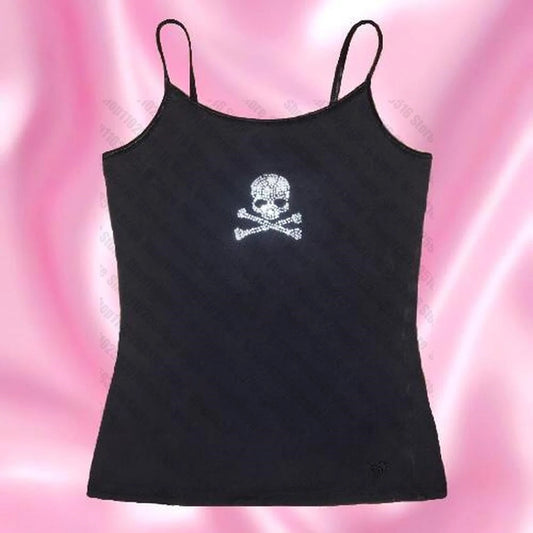 Skull Rhinestones Crop Tops Women Grunge Clothes Y2k Aesthetic Clothing Summer Emo Women's Corset Harajuku 90s Clothes Vintage